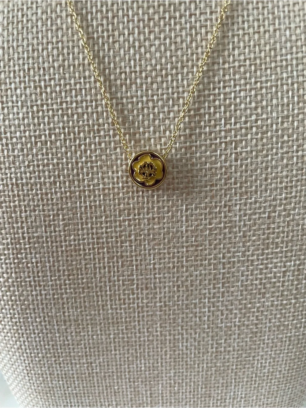 Tory Burch Gold Logo Medallion Necklace 16” to 18”